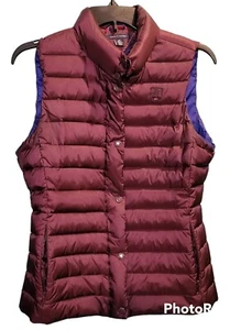 Chaleco acolchado Tommy Hilfiger talla pequeña borgoña cremallera cierre a presión  - Imagen 1 de 13