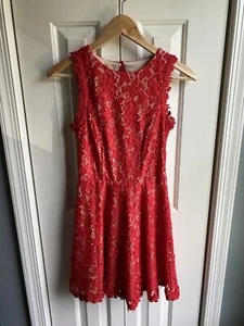 Mi Ami Red Lace Lined Sleeveless Fit and Flare Dress Size XS NWT - Picture 1 of 9