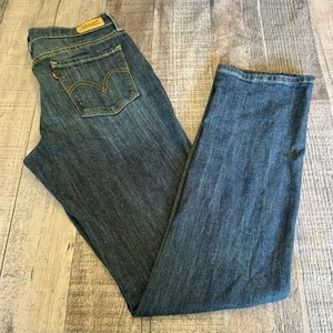 Levis 505 Damen 6L 28x32 blau gerades Bein mittlere/dunkle Waschung abgenutzt Baumwolle - Bild 1 von 11