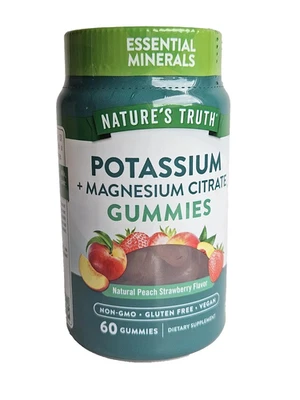 Gomas de magnésio potássio Nature's Truth pêssego morango 60 ct, 12/2025, H443 - Imagem 1 de 4