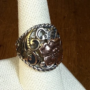 Carolyn Pollack Relios AW American West 925 Brass Copper Flower Dome Ring Sz 9 - Picture 1 of 13