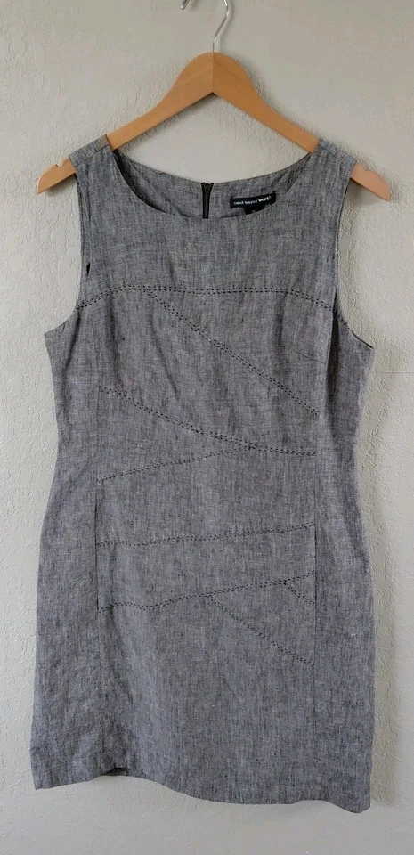Vestido vaina gris sin mangas Saint Tropez West para mujer talla 12 lino negocios Foto 1 de 4