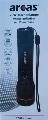 Linterna recargable LED 20W 2000Lm – Alta potencia, resistente, con Powerbank - Imagen 1 de 4