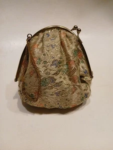 Bolso de Noche Pequeño Para Mujer De Colección Años 60 Cartera Cierre de Beso Floral Damasco Dorado Brocado - Imagen 1 de 22