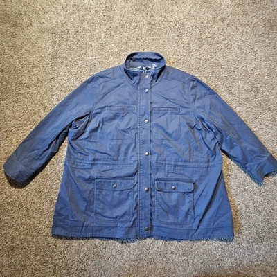 LL Bean 3X Flannel Lined Utility Jacket Women's Coat Navy Blue Chore Barn Work - Image 1 of 4