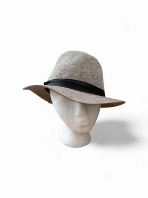 ORVIS 100% Lana Fedora Sombrero Correa Cuero Borde Talla Mediana Foto 1 de 4