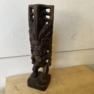 Ferocious Vintage Carved Tiki Figure - Hawaii - Oceanic Art - Photo 1/6