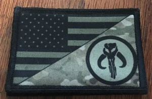 Subdued Boba Fett Mandalorian USA Flag Morale Patch Tactical Military Army - Picture 1 of 24