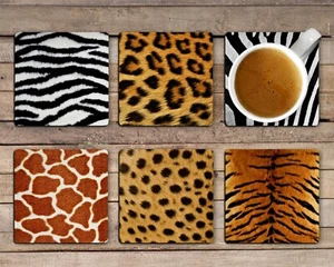 Juego de seis posavasos de neopreno con estampado animal - Imagen 1 de 5