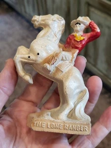 Vintage 1938 LONE RANGER rearing up on SILVER Syrocco style figurine figure - Picture 1 of 7