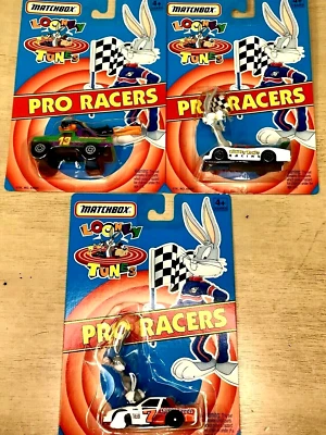 Matchbox Looney Tunes Diecast Car Set of 3 Pro Racers Bugs Bunny Daffy Duck 1/64 - Image 1 of 4