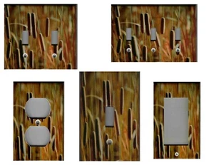 CATTAILS IN AUTUMN MIST HOME WALL DECOR LIGHT SWITCH PLATES OR OUTLETS - Picture 1 of 31