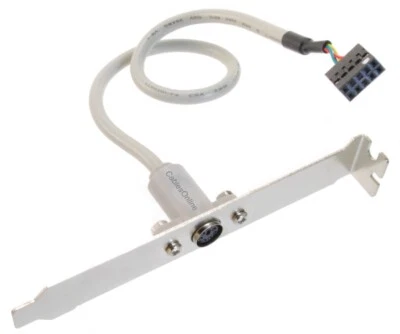 PS/2 Mini-Din 6Pin Female to 2x5 IDC Female Motherboard Header Adapter w/Bracket - Image 1 of 4