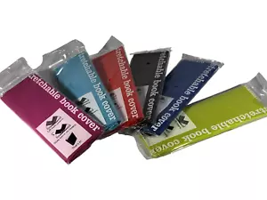 Book Covers 8" x 10" Stretchable Reusable PK of 6 Colors Red Black Blue Green - Picture 1 of 8
