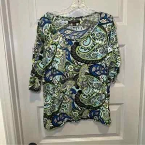 Top manga recortada estampado cachemir verde/azul diosa talla 2X - Imagen 1 de 8