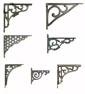 Soporte de estante de hierro fundido único antiguo rústico victoriano soportes de pared (10-20 cm) - Imagen 1 de 12