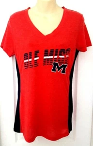 Ole Miss Rebels Womens Shirt Medium 8/10 Jersey Style Cool Mesh Piping Red New - Picture 1 of 4
