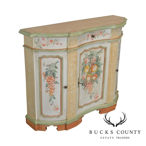 Italian Hand Painted Narrow Serpentine Console Cabinet Cover
