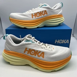 Hoka One One Bondi 8 1123202 BNCS Running Sneakers White Orange Mens Size 10.5 - Picture 1 of 9
