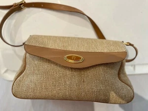 Etienne Aigner Bolso de Mano Cartera Bolso de Hombro Cuero Crema con Malla de Algodón  - Imagen 1 de 5