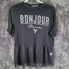 Boohoo US Size 8 Women's Bonhour Paris Crop Top with polka dot lace bottom Shirt