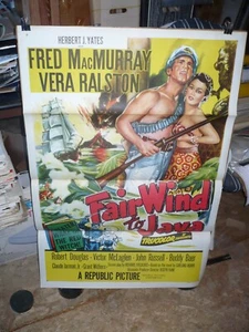 FAIR WIND TO JAVA, original triple pliegue 1-sht (Fred MacMurray, Vera Ralston) - Imagen 1 de 1