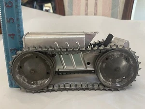 Vintage 50er 1950er Jahre Marx Caterpillar Silber Traktor Blech Metall Aufziehen NY 200-5-AVE - Bild 1 von 10