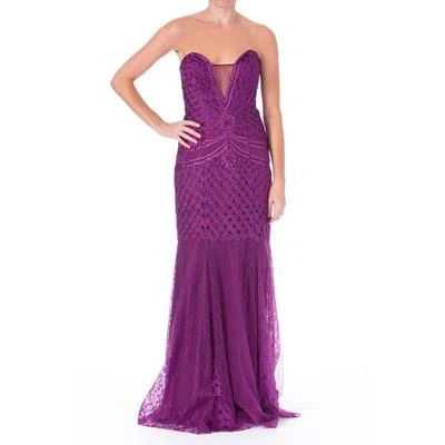 Sue Wong ~ Purple Lace Strapless Embroidered Mermaid Formal Train Gown 6 NEW  - Image 1 of 4