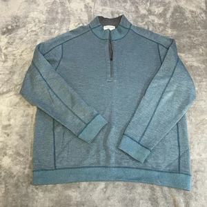 Tommy Bahama Pullover Herren Large türkis/aquagrau 1/4 Zip Pulli wendbar - Bild 1 von 7