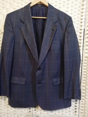 DAKS  size 42"S pure wool blue mix check jacket in good condition - Image 1 of 4