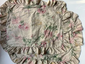 PAIR Ralph Lauren Therese *STANDARD PILLOW SHAMS Sateen Shabby FLORAL Flowers - Picture 1 of 10