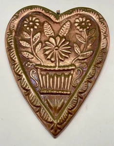 Vintage Birth Gramm Swiss Copper Mold Floral Heart 9” x 7.5” BR1 - Picture 1 of 10