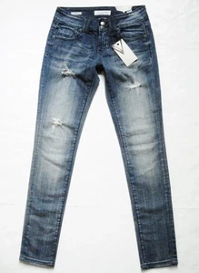 Nuevos Jeans Vigoss Talla 1 Pierna Ajustada Azul Desteñido Tinte Oscuro Elastizados Para Mujer - Imagen 1 de 6