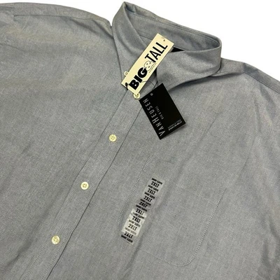 Van Huesen Shirt Mens 2XLT Tall Blue Button Down Short Sleeve New with Tags - Image 1 of 4