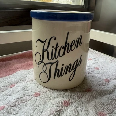 Soporte para utensilios de cocina vintage T.G. Verde Ltd. Color azul y crema Foto 1 de 4