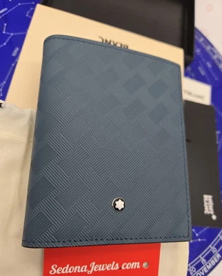Precio de venta sugerido por el fabricante $390 - Cartera Montblanc 198843 compacta 6cc NUEVO COLOR 'Avio' azul Foto 1 de 4