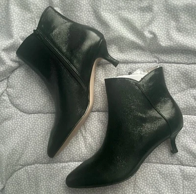 Black Glitter Ankle Kitten Heels Booties Boots Pointed Toe Shimmer XOXO 8 NEW - Image 1 of 4