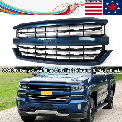 Front Bumper Grille Deep Ocean Blue For 2016-18 Chevrolet Silverado 1500 Z71 LTZ Foto 1 de 4