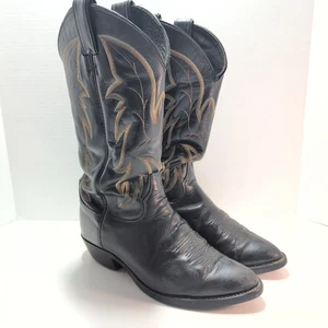Justin Royal Classic 1419 Men's Leather Black Western Cowboy Boots Size 7.5 EEE  - Picture 1 of 10