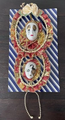 2 Mascarillas Vintage Mardi Gras Decoración de Pared Colgante de Pared Foto 1 de 4