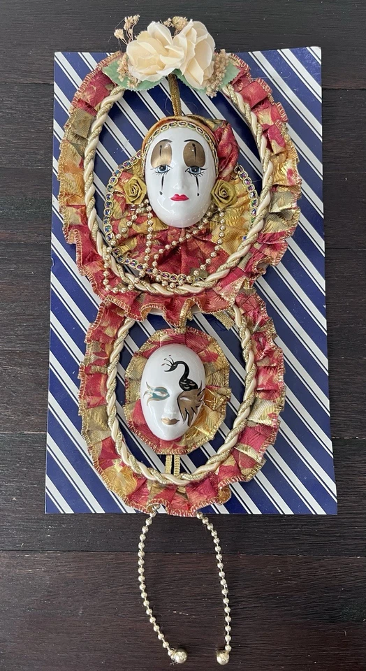 2 Mascarillas Vintage Mardi Gras Decoración de Pared Colgante de Pared Foto 1 de 4