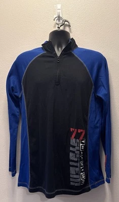 Suéter Vintage Bugle Boy Med. Pullover Azul 1/4 Cremallera 77 Sistema de Seguimiento Años 90 y2k Foto 1 de 4