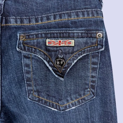 Pantalones de mezclilla elásticos Y2K Hudson Bootcut talla 28 tiro bajo lavado medio solapa bolsillos Foto 1 de 4