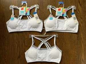 NWT Hanes Set of 6 Girls White Gray Seamless Molded Wire Free Bralette Bras L - Picture 1 of 14