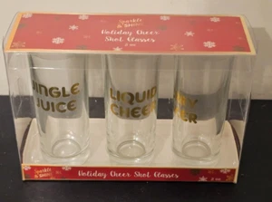 NIP NEW DEI Holiday Cheer Set of 3 Shot Glasses Jingle Juice FREE SHIPPING - Picture 1 of 5
