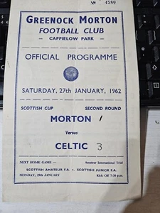 Morton v Celtic Scottish Cup 2nd Rnd programme 27th January 1962 (score marked) - Picture 1 of 1