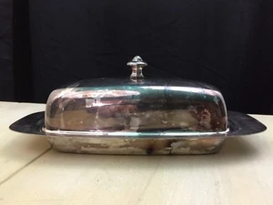 SHEFFIELD - Vtg Antique Patina Silver Butter Dish w Lid, Made In USA - MUST SEE! - Picture 1 of 9