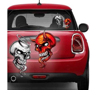 Aufkleber Engel Teufel Skull Autoaufkleber 2er Set Totenköpfe Auto Sticker - Bild 1 von 3