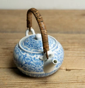 Antigua tetera japonesa Kyoto Ware diseño arabesco Harabei siglos XIX-XX - Imagen 1 de 12