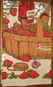 KAY DEE STRAWBERRY LINEN KITCHEN TEA DISH TOWEL STEVENS 25” X 16" NOS - Picture 1 of 6